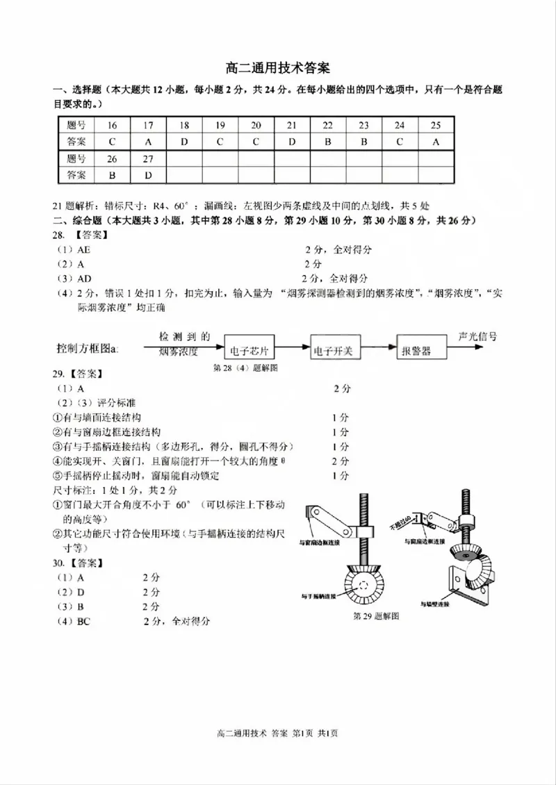 技术试题卷答案_副本_副本_2026年03月高二试卷_260326浙江省浙南名校联盟2026年高二年级下学期返校(开学)考试全科_10技术_浙江省浙南名校联盟高二年级下学期返校(开学)考试