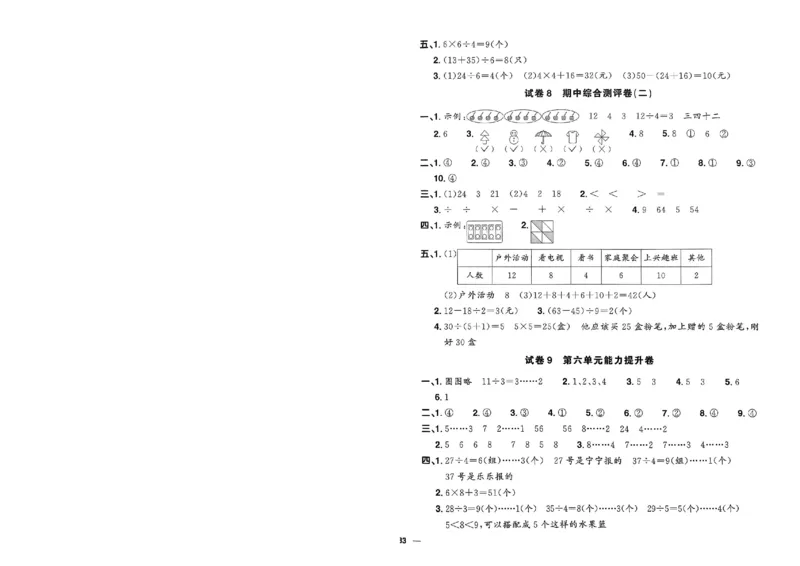 阳光同学活页提优卷人教数学2下_2026春小学教辅大合集_19-26春《阳光同学》系列_《阳光同学活页提优卷》人教数学