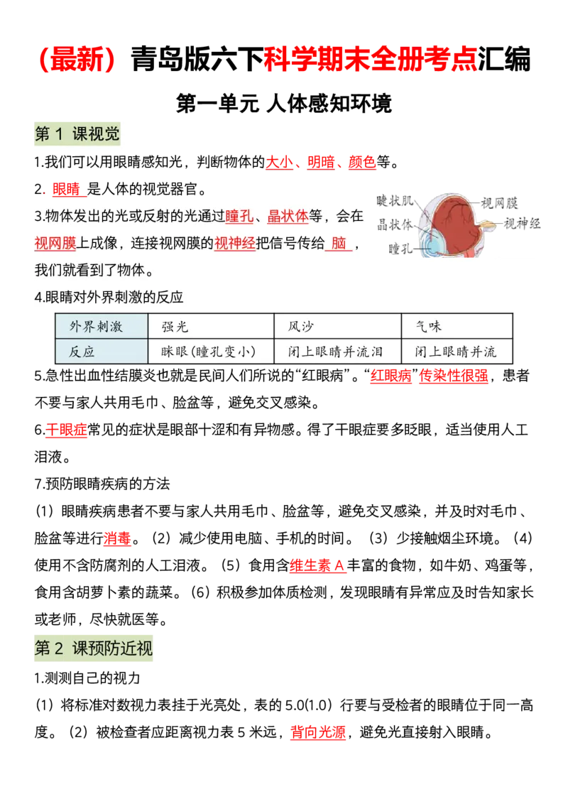 《科学期末全册考点汇编》青岛版_科学道法知识点+专项练习_科学知识点+单元卷+期末卷