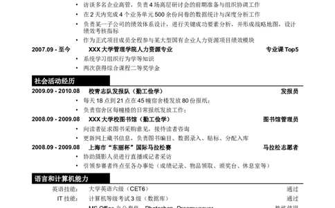 应聘人事专员相关岗位简历模板_小升初《学生简历模板》单页+多页_行业简历_人力资源