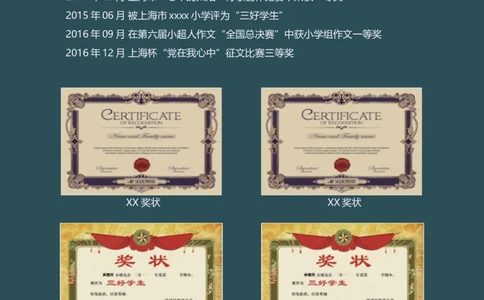 升学君整理深色夜景-小升初简历模板_小升初《学生简历模板》单页+多页_66份小升初简历整理