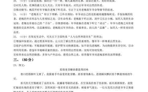 语文（淮安卷）（参考答案及评分标准）_中考复习资料_语数英物化_1语文中考复习_赠送：2025中考模拟题_2025年语文三模_语文（淮安卷）-2025年中考第三次模拟考试
