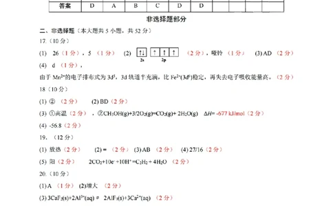 扫描件_高二化学试题答案2026.02_2026年02月高二试卷_260219浙江省丽水市2025-2026学年上学期高二期末教学质量监控（全）