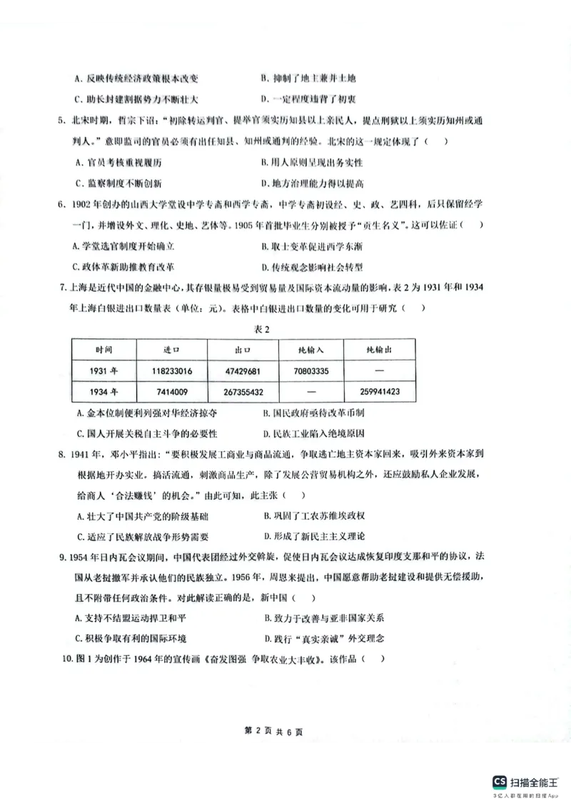 安徽省皖中名校联考2025-2026学年高二上学期2月期末历史试卷_2026年02月高二试卷_260211安徽省智学大联考&middot;皖中名校联盟2024-2025学年高二上学期期末检测