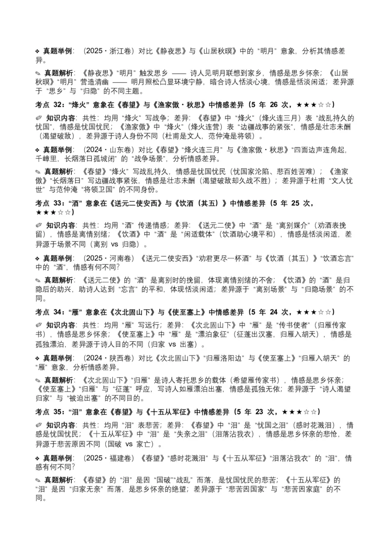近5年全国各地中考语文古诗文阅读之情感主旨35个高频考点+20个高频易错点_中考复习资料_语数英物化_1语文中考复习_2026年中考复习（更新中）_2026年全国中考语文一轮复习讲义