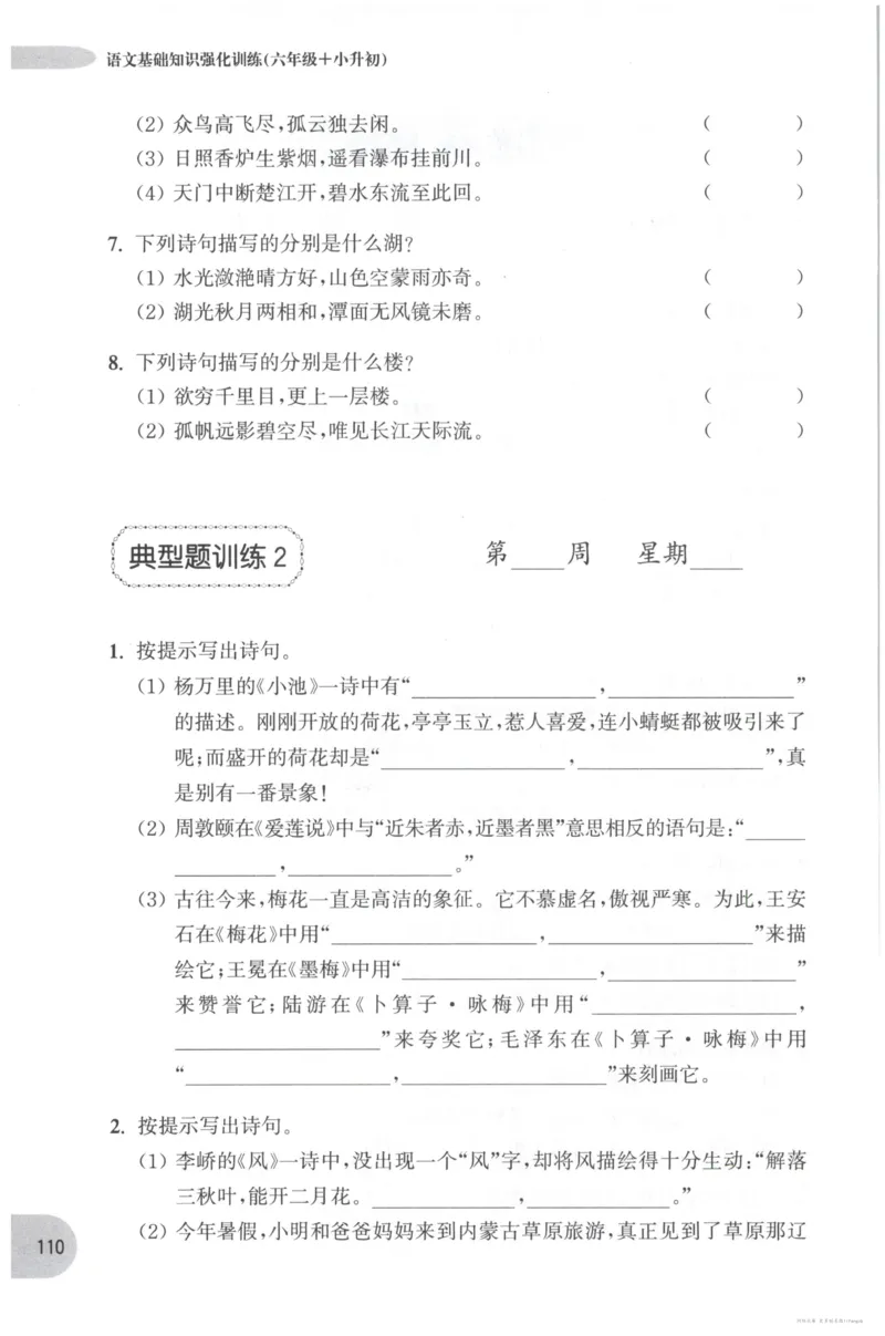 语文基础--6年级_2026春小学教辅大合集_10-26春《周计划》小学语数英系列_周计划-小学语文基础知识强化