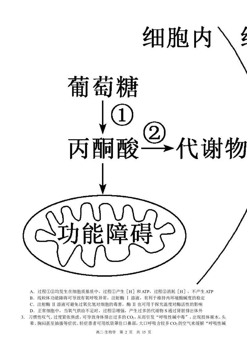 四川省泸州市三校联盟2025-2026学年高二上学期第一次联合考试生物学试题（试卷）_2026年02月高二试卷_260206四川省泸州市三校联盟2025-2026学年高二上学期第一次联合考试（全）