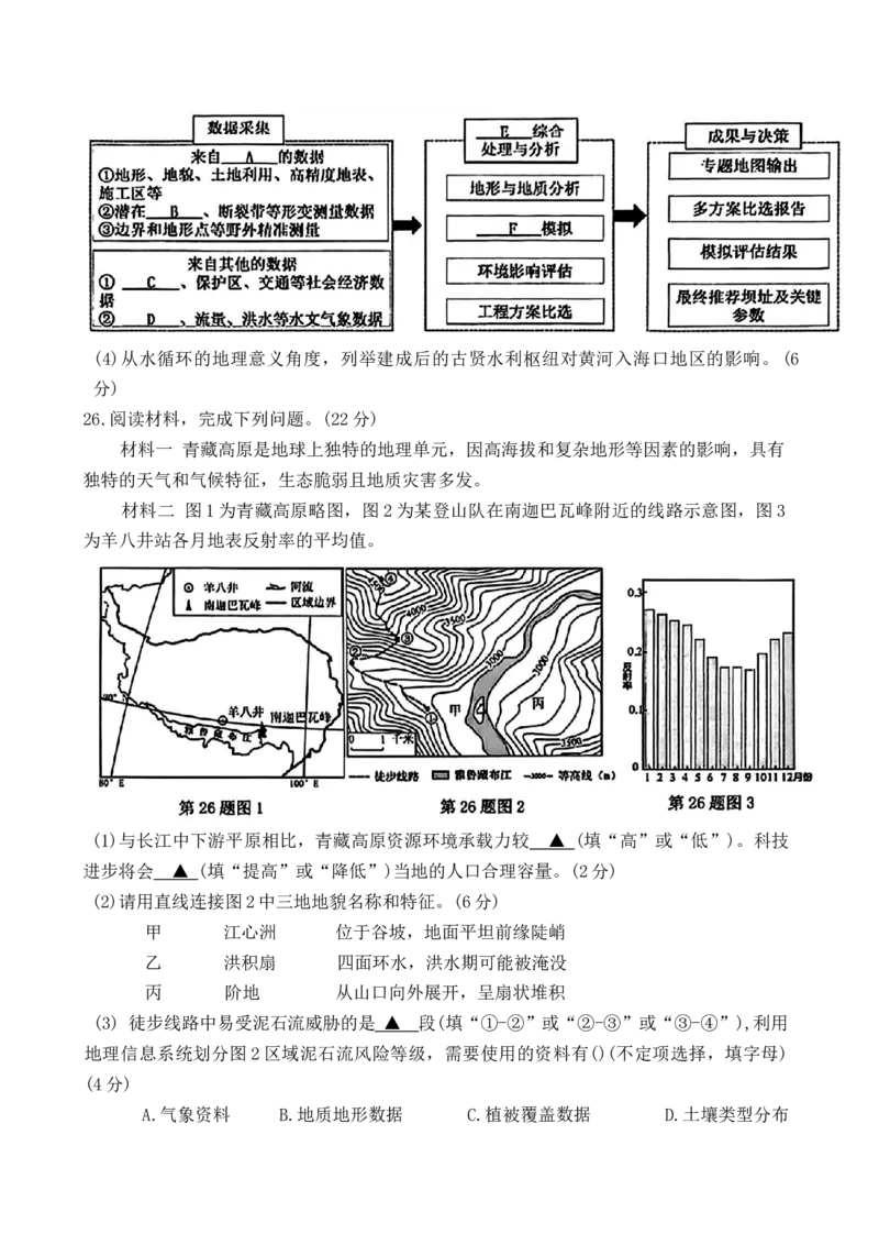 浙江省衢州市2025-2026学年高一上学期2月期末地理试题_2026年02月高一试卷_260219浙江衢州市2025-2026学年高一上学期2月期末（全）
