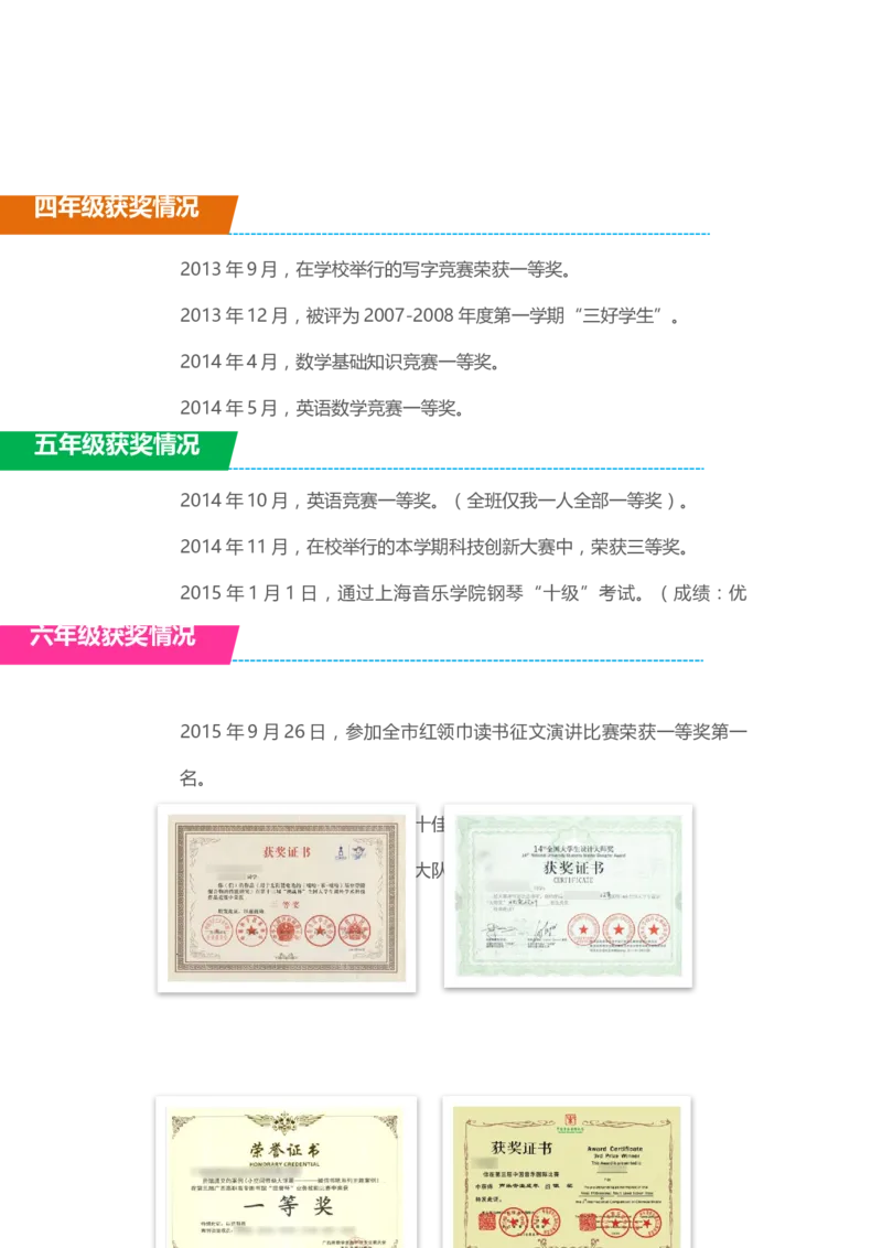 升学君整理蓝色简约2-小升初简历模板_小升初《学生简历模板》单页+多页_66份小升初简历整理