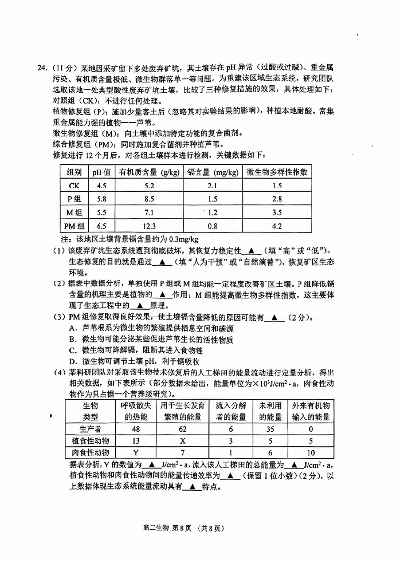 生物试题卷_2026年02月高二试卷_260219江苏省苏州市2025-2026学年度高二上学期期末考试（全）_江苏苏州市2025-2026学年高二上学期期末考试生物试题（含答案）