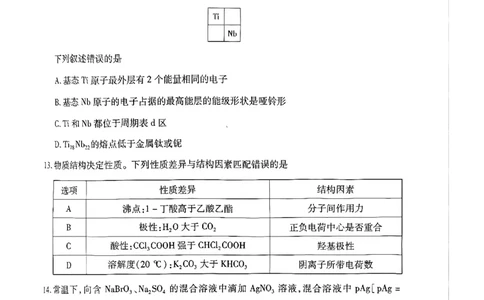 天一河南高二化学_2026年03月高二试卷_260329河南天一大联考2026年高二3月联考（全科）_化学