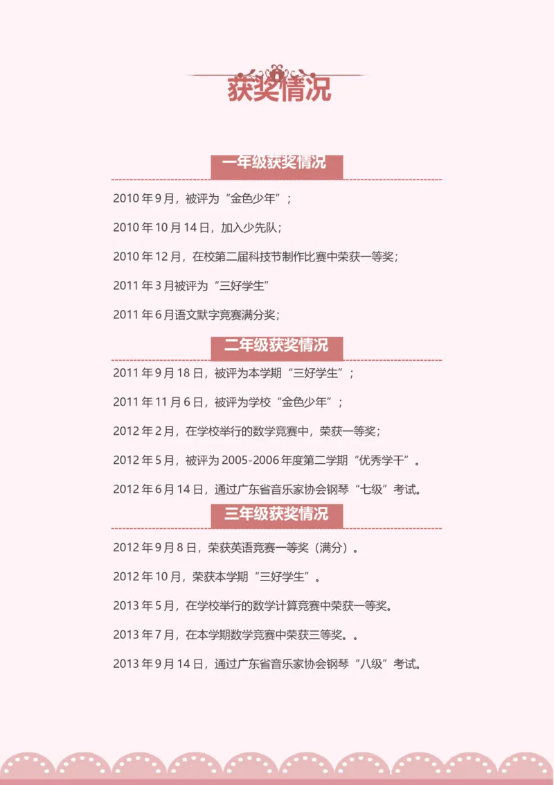 升学君整理粉红竖纹-小升初简历模板_小升初《学生简历模板》单页+多页_66份小升初简历整理
