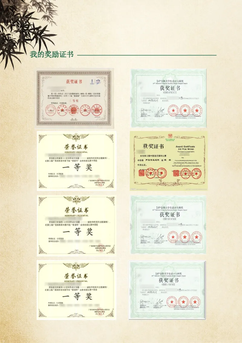 升学君整理竹叶-小升初简历模板_小升初《学生简历模板》单页+多页_66份小升初简历整理_升学君整理竹叶中国风-小升初简历模板
