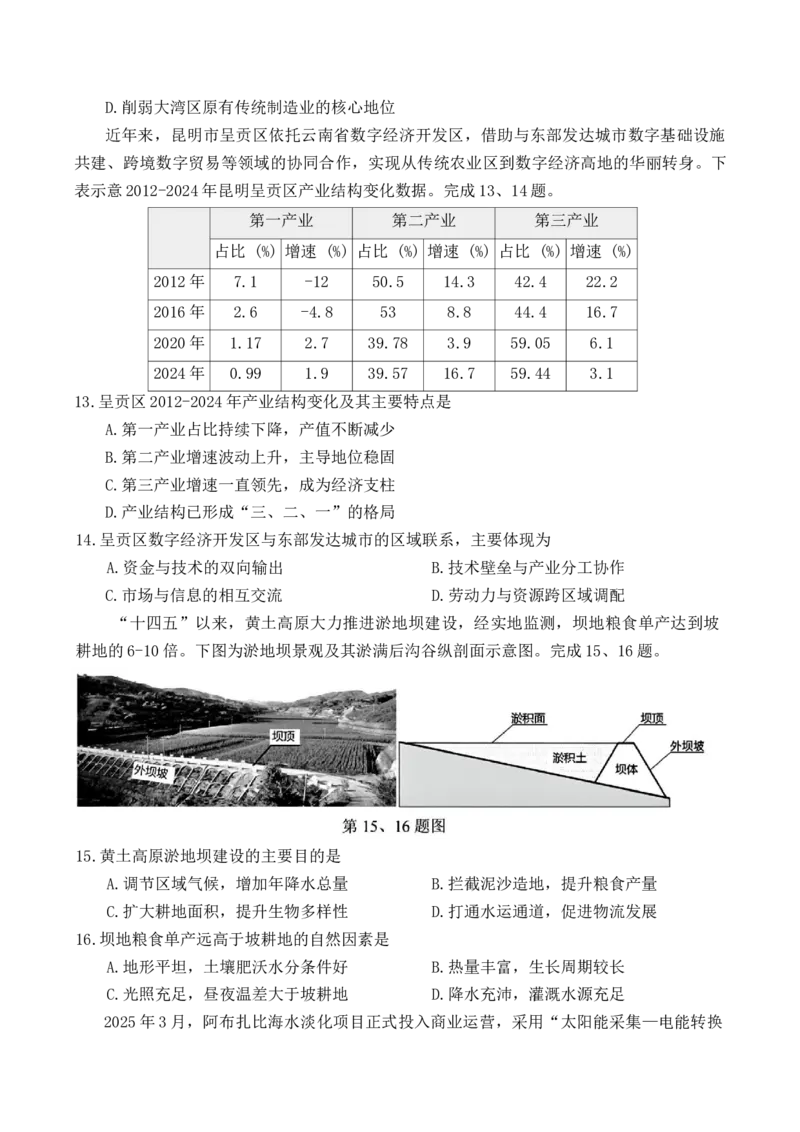 浙江省丽水市2025-2026学年上学期高二期末教学质量监控地理试题（含答案）_2026年02月高二试卷_260219浙江省丽水市2025-2026学年上学期高二期末教学质量监控（全）