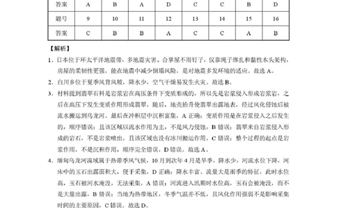 昭通市第一中学2026年春季学期高二年级开学考试地理-答案_副本_2026年03月高二试卷_260326云南昭通市第一中学2025-2026学年春季学期高二年级开学考试