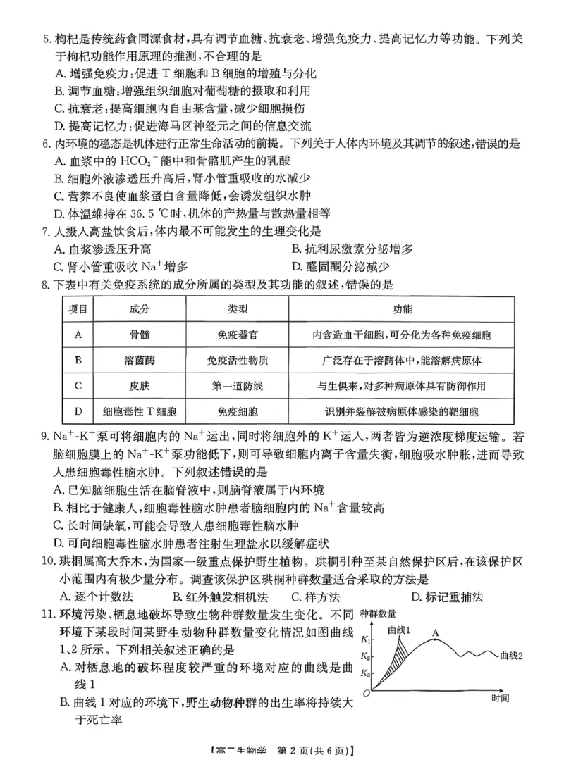 生物_2026年02月高二试卷_260203金太阳&middot;广东省2027届高二上学期1月期末联考248B（全）