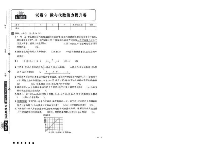 阳光同学活页提优卷人教数学6下_2026春小学教辅大合集_19-26春《阳光同学》系列_《阳光同学活页提优卷》人教数学