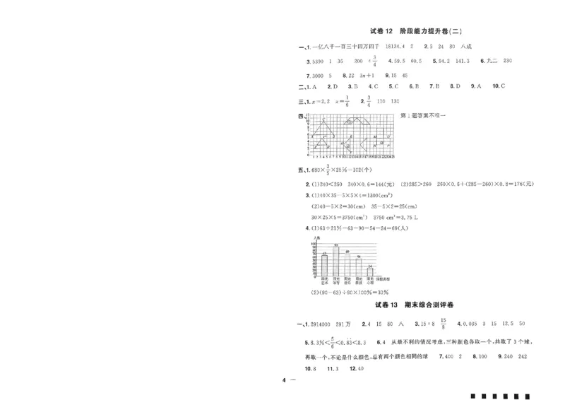 阳光同学活页提优卷人教数学6下_2026春小学教辅大合集_19-26春《阳光同学》系列_《阳光同学活页提优卷》人教数学