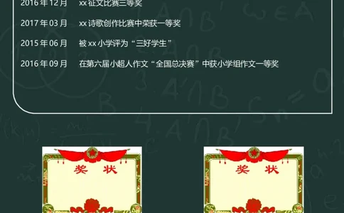 升学君整理黑板手绘风格-小升初简历模板_小升初《学生简历模板》单页+多页_66份小升初简历整理