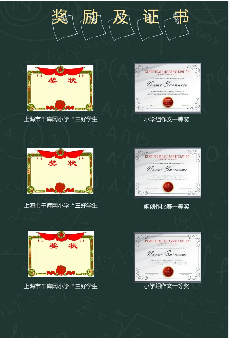 升学君整理黑板手绘风格-小升初简历模板_小升初《学生简历模板》单页+多页_66份小升初简历整理