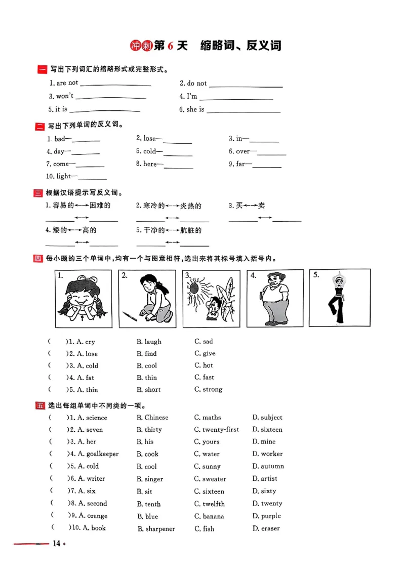 小升初英语《阳光同学冲刺48天》测评版_小升初冲刺48天（语数英）_小升初英语《阳光同学冲刺48天》