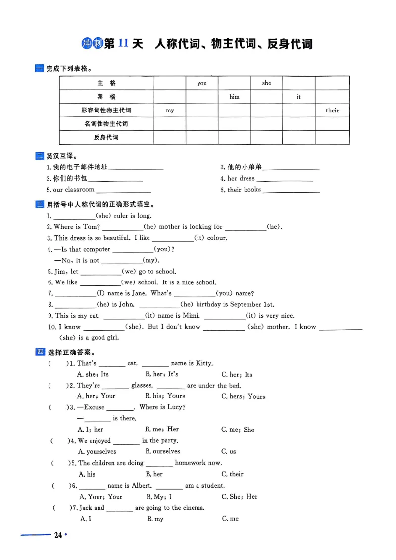 小升初英语《阳光同学冲刺48天》测评版_小升初冲刺48天（语数英）_小升初英语《阳光同学冲刺48天》