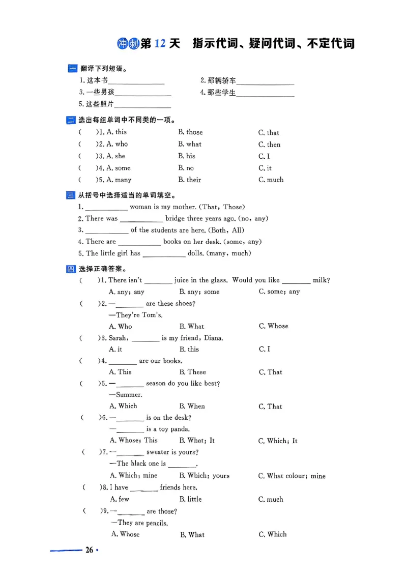 小升初英语《阳光同学冲刺48天》测评版_小升初冲刺48天（语数英）_小升初英语《阳光同学冲刺48天》