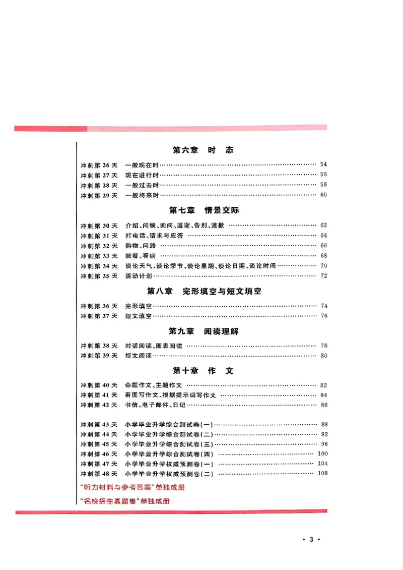 小升初英语《阳光同学冲刺48天》测评版_小升初冲刺48天（语数英）_小升初英语《阳光同学冲刺48天》