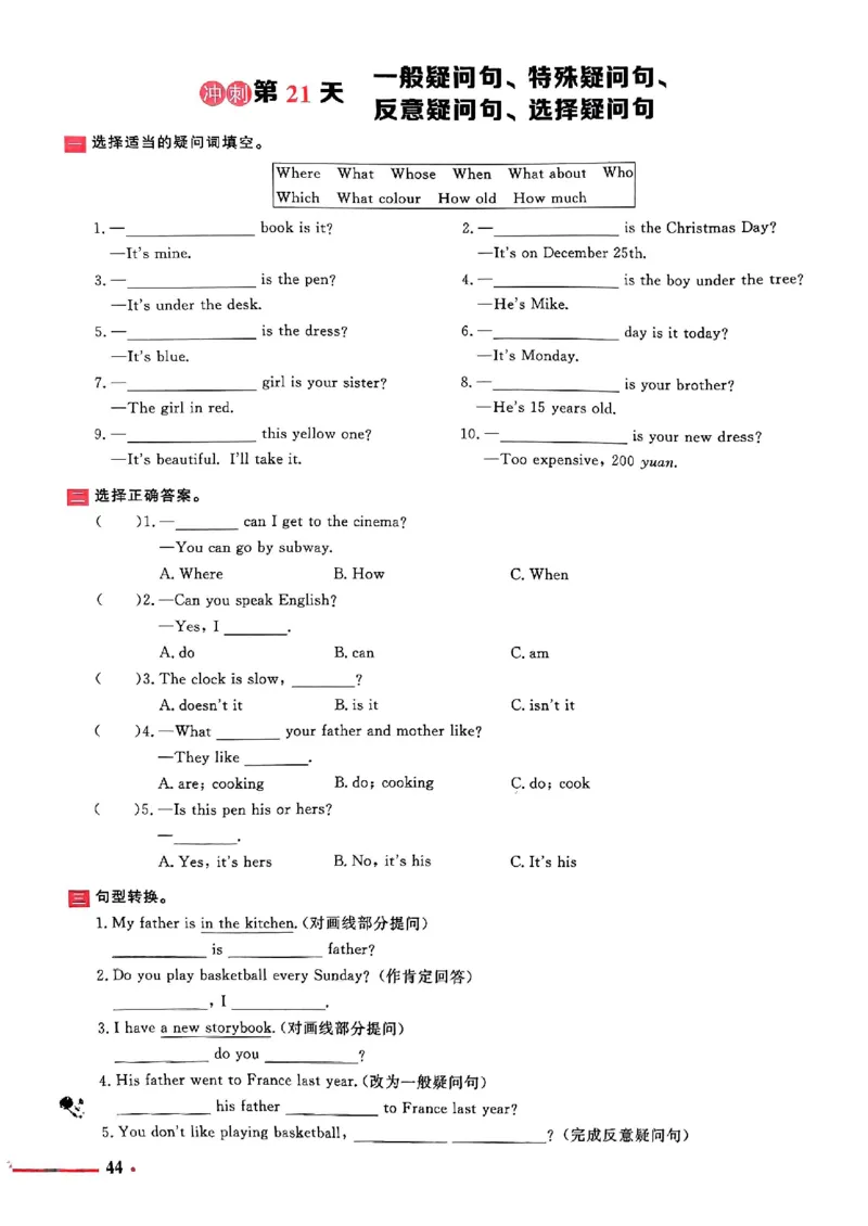 小升初英语《阳光同学冲刺48天》测评版_小升初冲刺48天（语数英）_小升初英语《阳光同学冲刺48天》