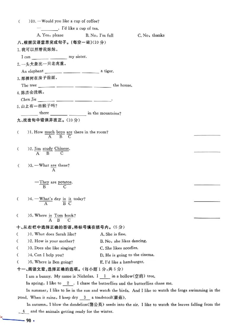 小升初英语《阳光同学冲刺48天》测评版_小升初冲刺48天（语数英）_小升初英语《阳光同学冲刺48天》