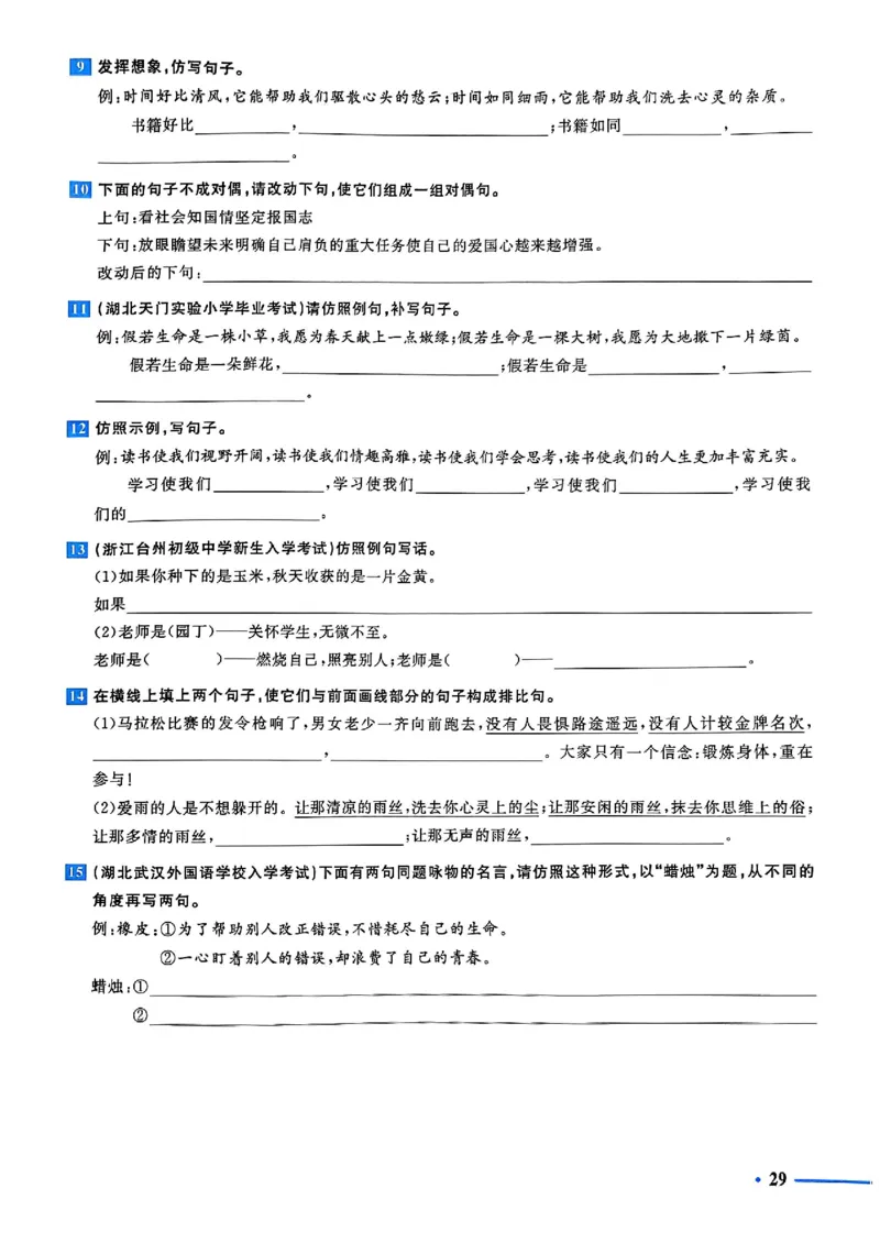 小升初语文《阳光同学冲刺48天》测评版_小升初冲刺48天（语数英）_小升初语文《阳光同学冲刺48天》
