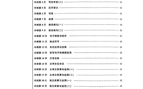 小升初语文《阳光同学冲刺48天》测评版_小升初冲刺48天（语数英）_小升初语文《阳光同学冲刺48天》