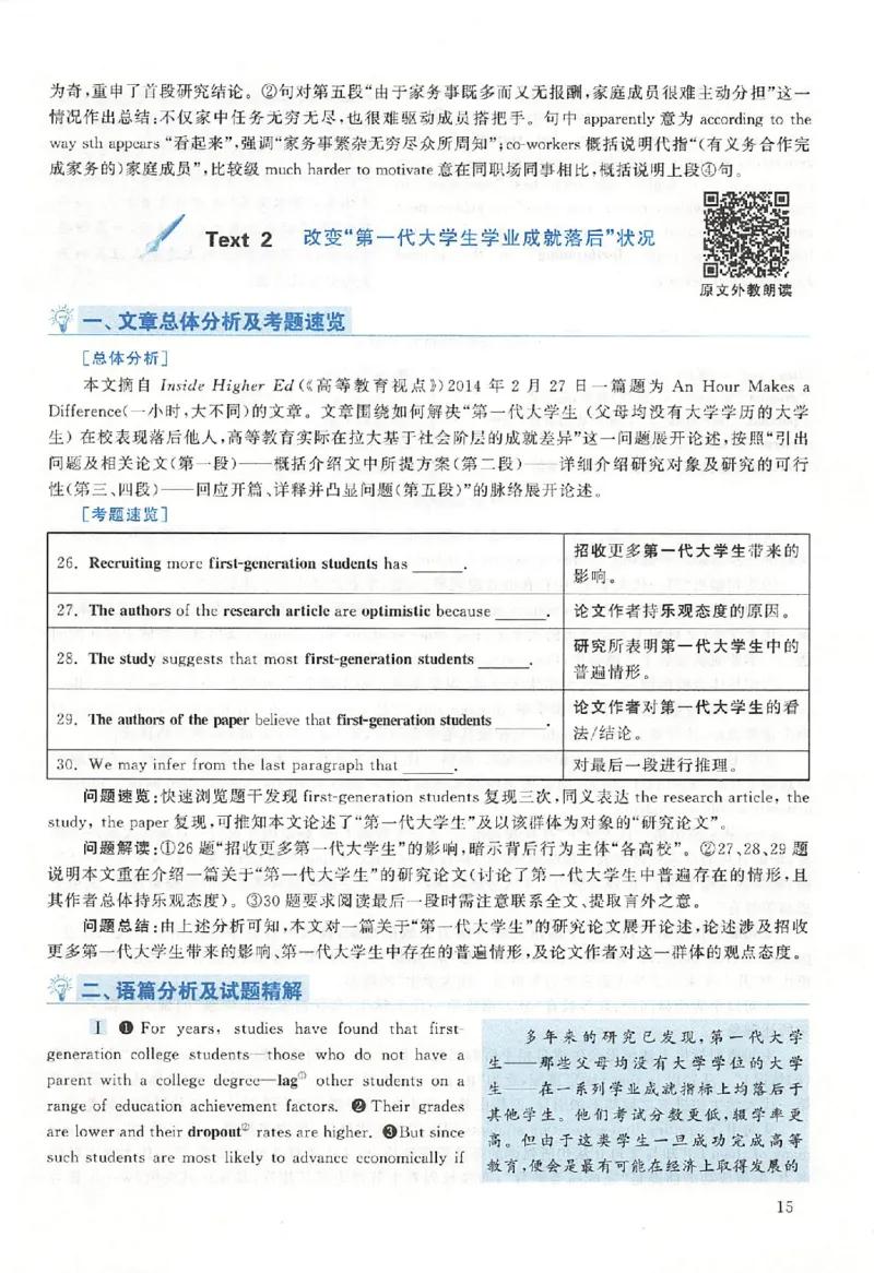 黄皮书--2015年真题解析（英语二）_考研英语真题（英一＋英二）_1980-2025真题一定要先转存再观看（否则资料不完整）_考研英语二历年真题_赠送：真题逐词翻译（2005-2023年）_英语二