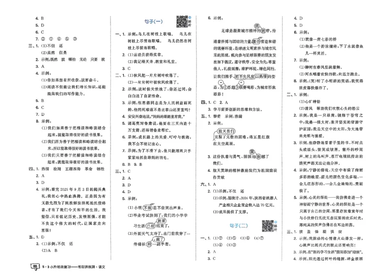 语文《53小升初总复习考前讲练测》26春_2026春小升初总复习语文数学英语《53考前讲练测》含答案_语文《53小升初总复习考前讲练测》26春