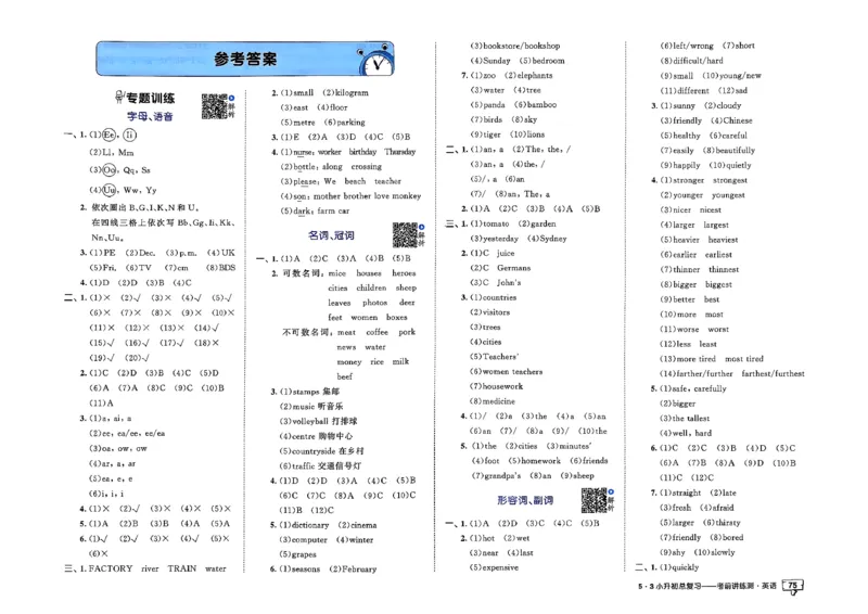 英语《53小升初总复习考前讲练测》26春_2026春小升初总复习语文数学英语《53考前讲练测》含答案_英语《53小升初总复习考前讲练测》26春