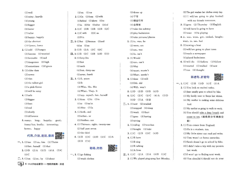 英语《53小升初总复习考前讲练测》26春_2026春小升初总复习语文数学英语《53考前讲练测》含答案_英语《53小升初总复习考前讲练测》26春