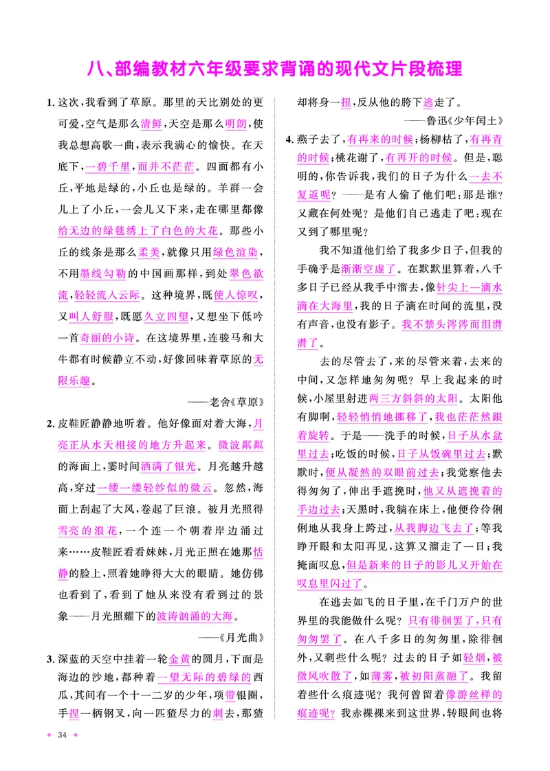 语文系统总复习知识梳理_小升初考点大全（语文英语）_语文《小升初考点大全》