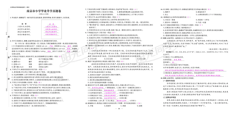 真题卷_小升初考点大全（语文英语）_语文《小升初考点大全》