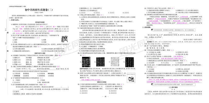 真题卷_小升初考点大全（语文英语）_语文《小升初考点大全》