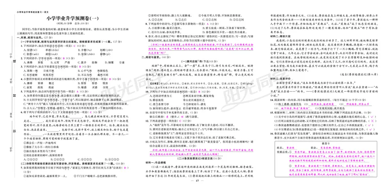 真题卷_小升初考点大全（语文英语）_语文《小升初考点大全》