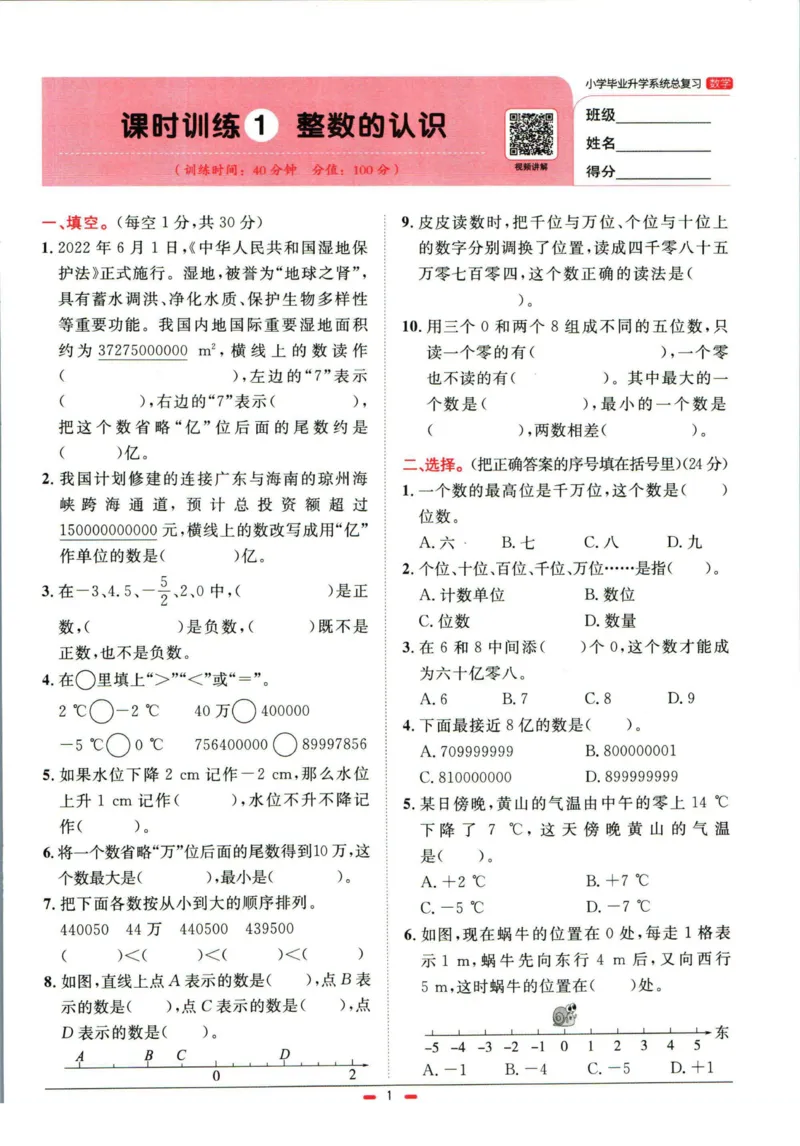 阳光同学小学毕业升学系统总复习活页专项训练数学_小升初活页专项训练（语数英科学）