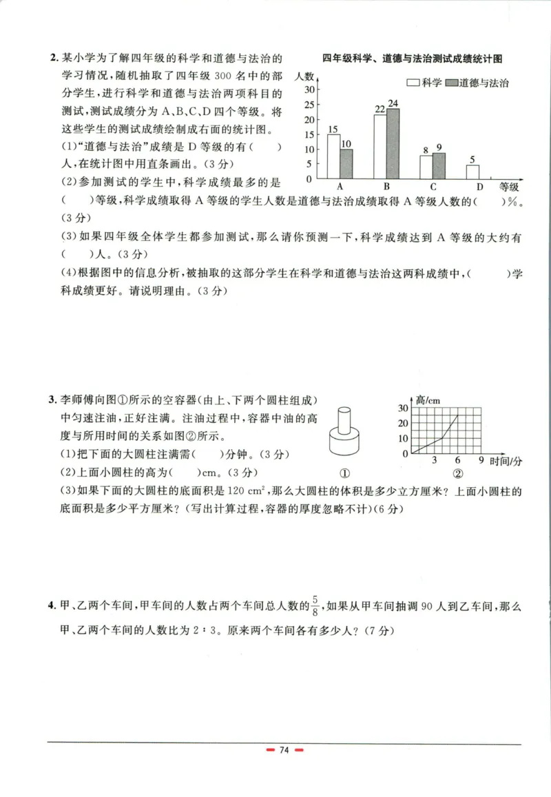阳光同学小学毕业升学系统总复习活页专项训练数学_小升初活页专项训练（语数英科学）