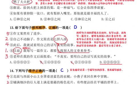 小升初语文提分专练07句子的衔接与排序解析（27页）_26年小升初语文《提分专练》_小升初语文提分专练07句子的衔接与排序