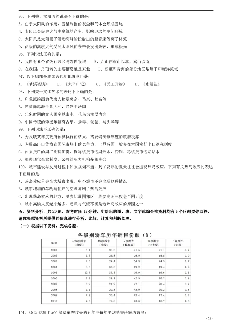 2011年424公务员联考《行测》（宁夏、贵州、四川、福建、黑龙江、湖北、山西、重庆、辽宁、海南、江西、天津、陕西、云南、广西、山东、湖南）_国考省考_省考真题_题目_770
