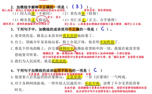 小升初语文提分专练03词语理解与运用解析（20页）_26年小升初语文《提分专练》_小升初语文提分专练03词语理解与运用