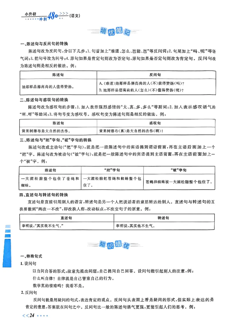 小升初语文《阳光同学冲刺48天》辅导版_小升初冲刺48天（语数英）_小升初语文《阳光同学冲刺48天》
