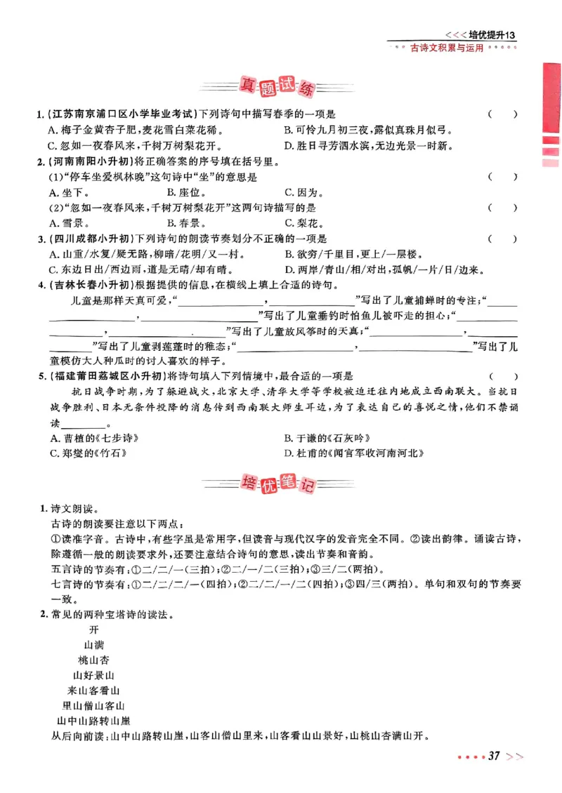 小升初语文《阳光同学冲刺48天》辅导版_小升初冲刺48天（语数英）_小升初语文《阳光同学冲刺48天》