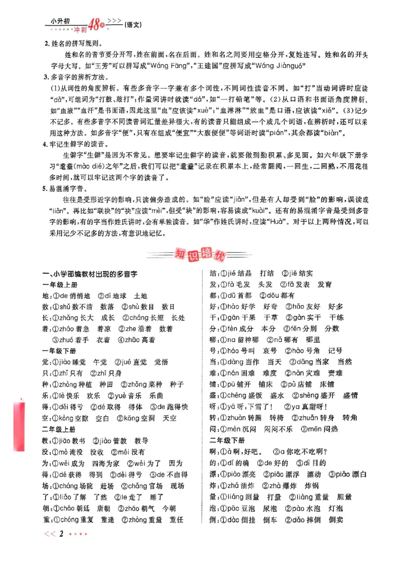 小升初语文《阳光同学冲刺48天》辅导版_小升初冲刺48天（语数英）_小升初语文《阳光同学冲刺48天》