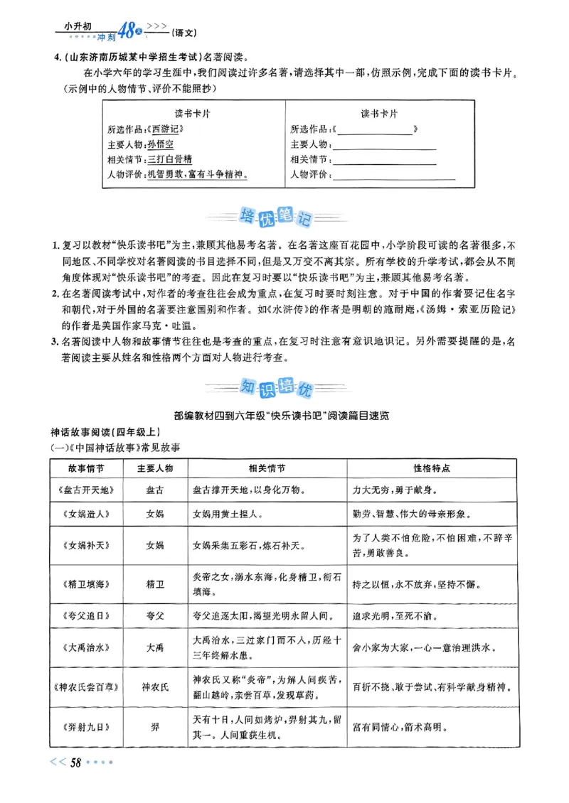 小升初语文《阳光同学冲刺48天》辅导版_小升初冲刺48天（语数英）_小升初语文《阳光同学冲刺48天》