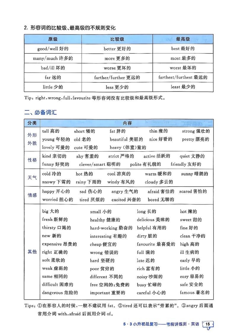 英语《53小升初总复习知识》26春_2026春小升初总复习语文数学英语《53考前讲练测》含答案_英语《53小升初总复习考前讲练测》26春